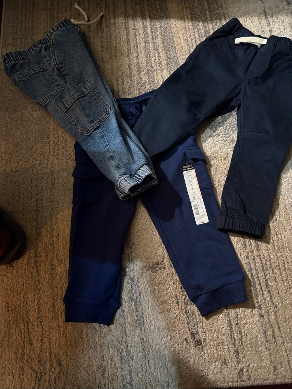 Cat & Jack Navy and Denim Kids Jogger Pants Trio